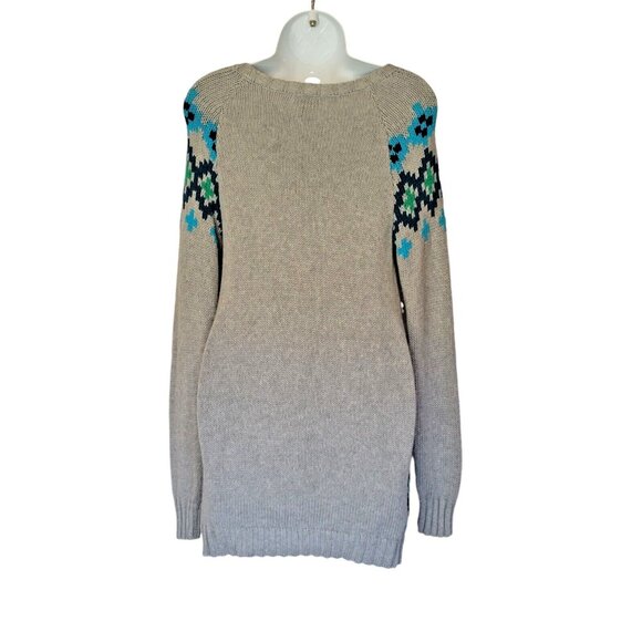 Old Navy Sweater Tunic Girls XL Grey Peace Sign Round Neck Pull Over Ribbed Hem - Picture 4 of 7